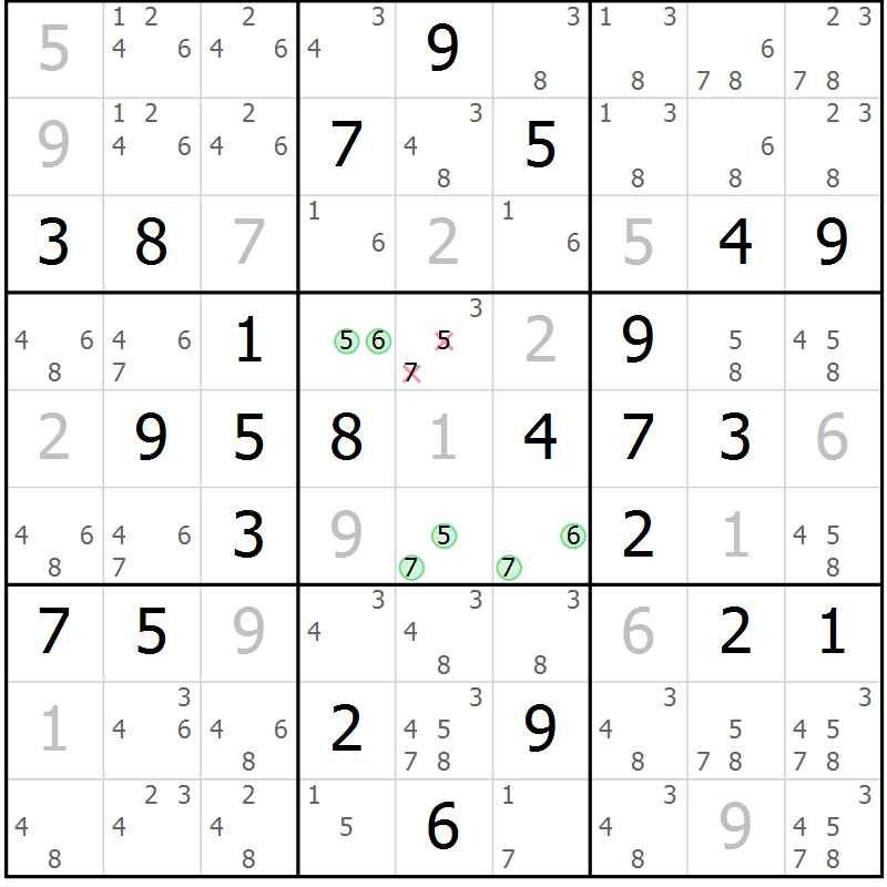 Position des candidats pour la solution de la Gr 41 page 44 du magazine de sudoku Virtuose n° 114