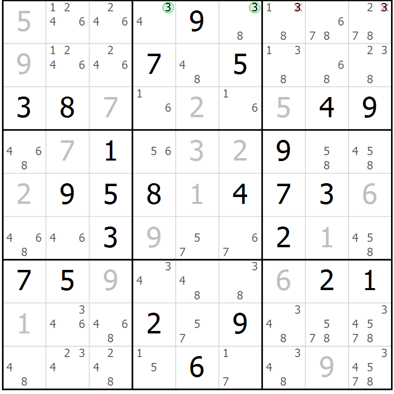 Position des candidats pour la solution de la Gr 41 page 44 du magazine de sudoku Virtuose n° 114