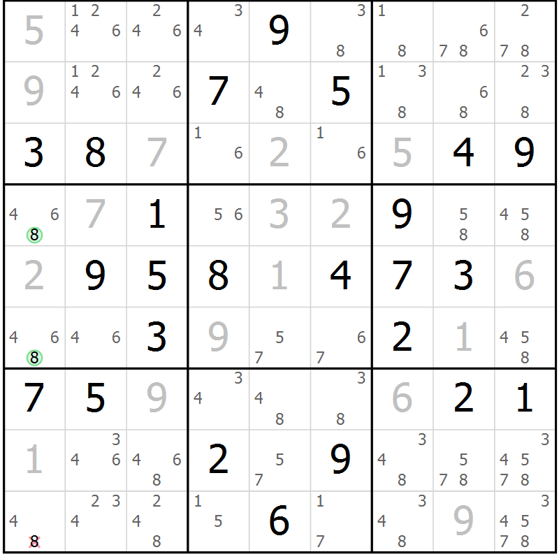 Position des candidats pour la solution de la Gr 41 page 44 du magazine de sudoku Virtuose n° 114