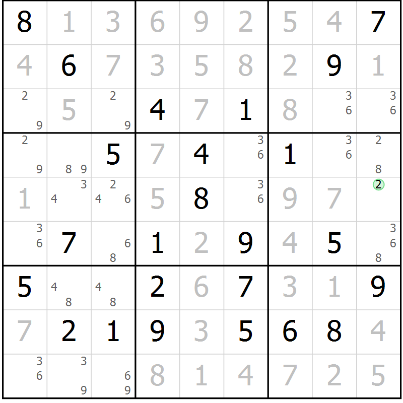 Position des candidats pour la solution de la Gr 42 page 45 du magazine de sudoku Virtuose n° 114