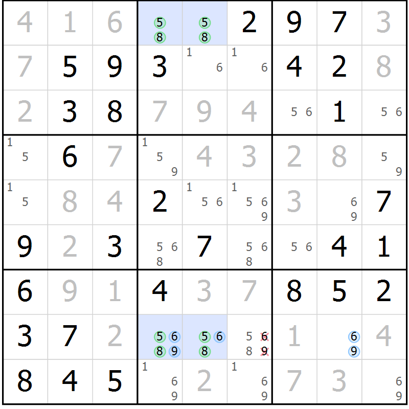 Position des candidats pour la solution de la Gr 44 page 47 du magazine de sudoku Virtuose n° 114