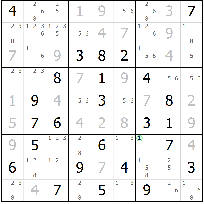 Position des candidats pour la solution de la Gr 45 page 48 du magazine de sudoku Virtuose n° 114