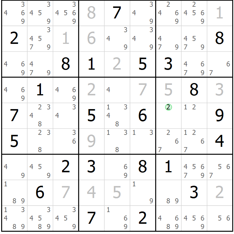 Position des candidats pour la solution de la Gr 48 page 51 du magazine de sudoku Virtuose n° 114