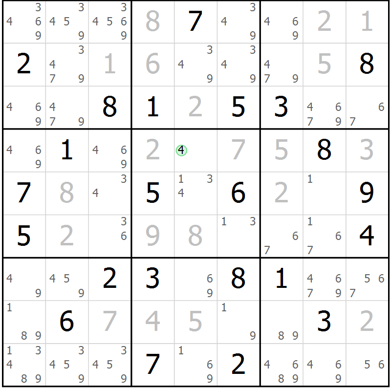 Position des candidats pour la solution de la Gr 48 page 51 du magazine de sudoku Virtuose n° 114