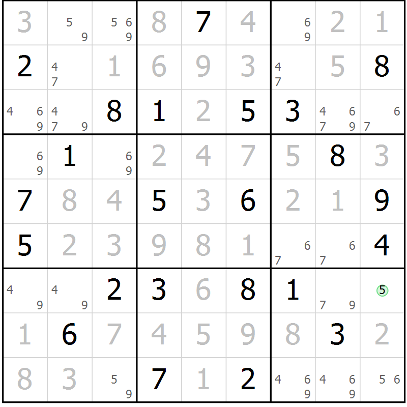 Position des candidats pour la solution de la Gr 48 page 51 du magazine de sudoku Virtuose n° 114