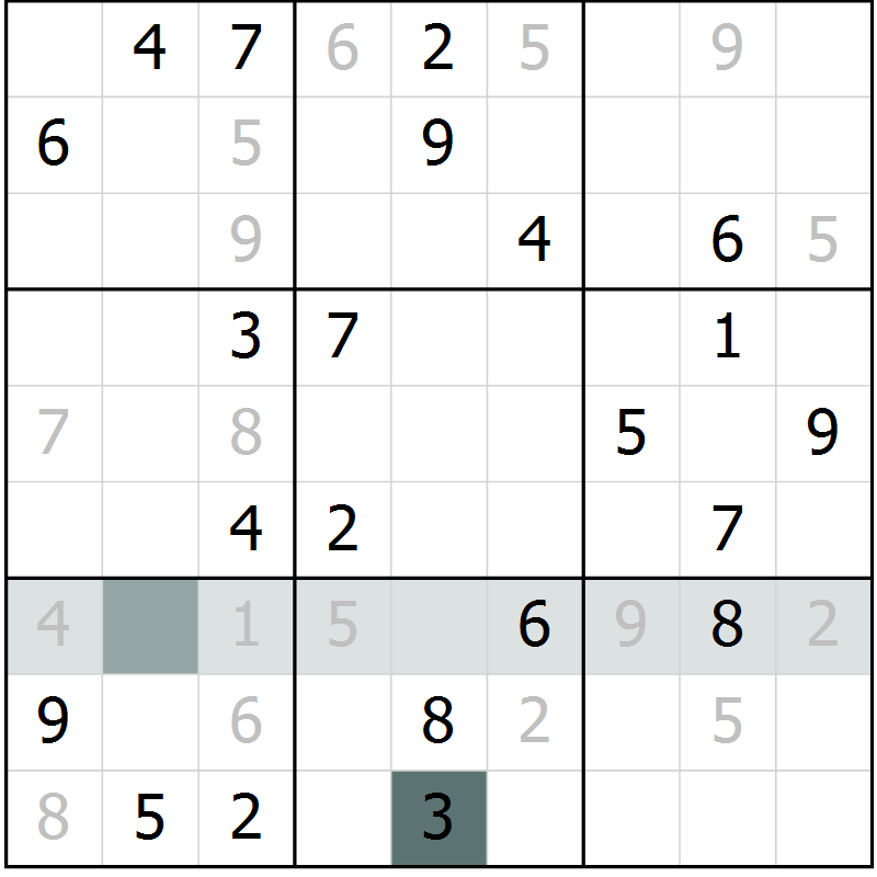 Position des candidats pour la solution de la Gr 5 page 8 du magazine de sudoku Virtuose n° 114
