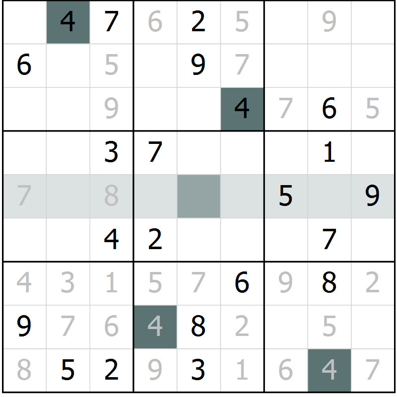 Position des candidats pour la solution de la Gr 5 page 8 du magazine de sudoku Virtuose n° 114