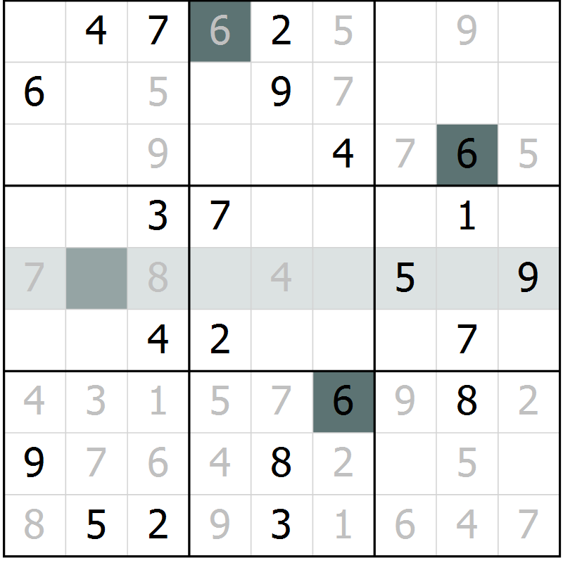 Position des candidats pour la solution de la Gr 5 page 8 du magazine de sudoku Virtuose n° 114