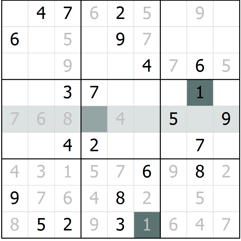 Position des candidats pour la solution de la Gr 5 page 8 du magazine de sudoku Virtuose n° 114
