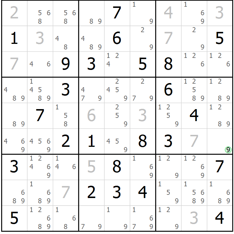 Position des candidats pour la solution de la Gr 50 page 53 du magazine de sudoku Virtuose n° 114