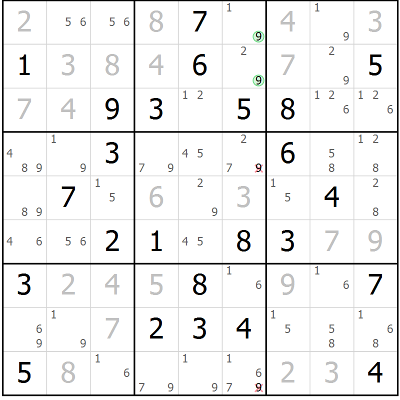 Position des candidats pour la solution de la Gr 50 page 53 du magazine de sudoku Virtuose n° 114