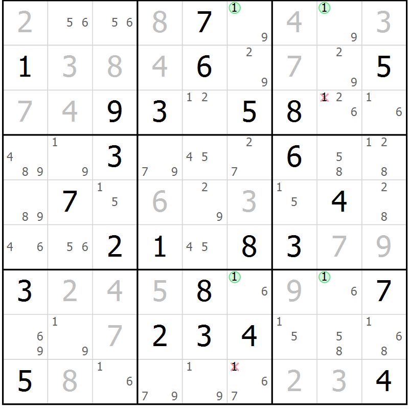 Position des candidats pour la solution de la Gr 50 page 53 du magazine de sudoku Virtuose n° 114