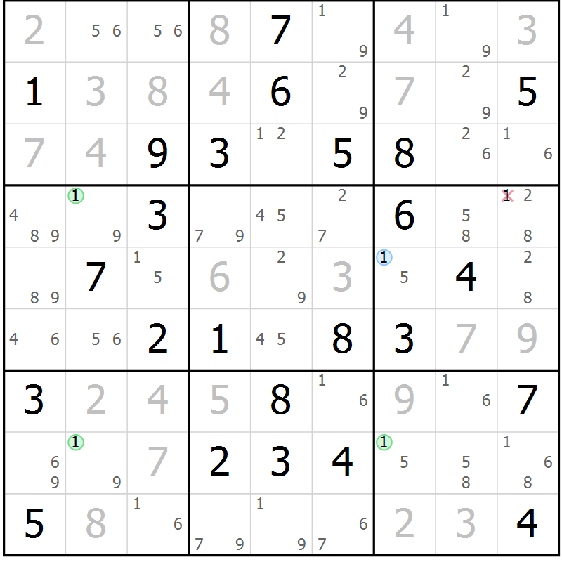 Position des candidats pour la solution de la Gr 50 page 53 du magazine de sudoku Virtuose n° 114