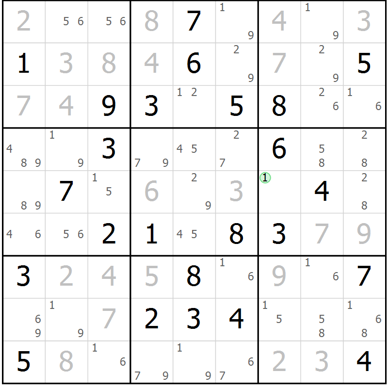 Position des candidats pour la solution de la Gr 50 page 53 du magazine de sudoku Virtuose n° 114
