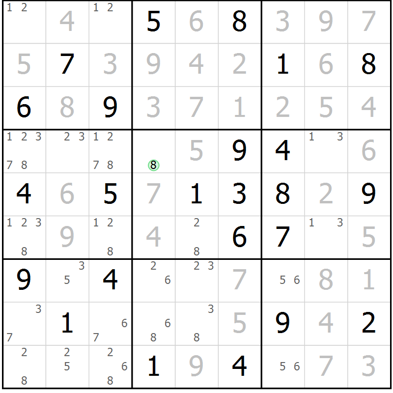 Position des candidats pour la solution de la Gr 51 page 54 du magazine de sudoku Virtuose n° 114