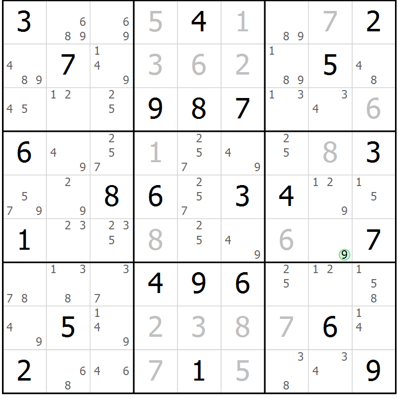 Position des candidats pour la solution de la Gr 53 page 56 du magazine de sudoku Virtuose n° 114