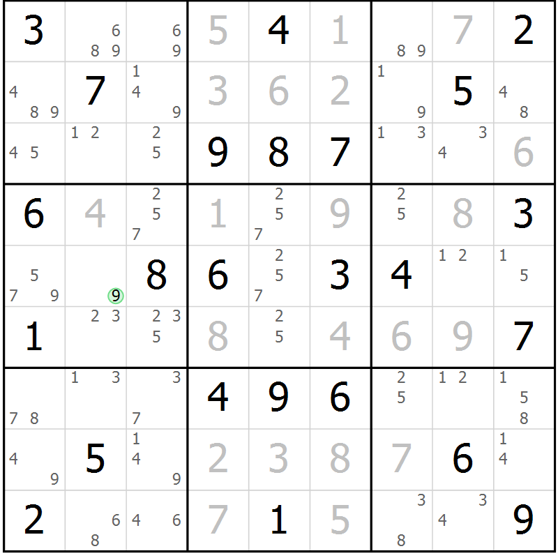 Position des candidats pour la solution de la Gr 53 page 56 du magazine de sudoku Virtuose n° 114