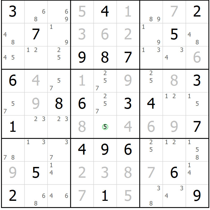 Position des candidats pour la solution de la Gr 53 page 56 du magazine de sudoku Virtuose n° 114