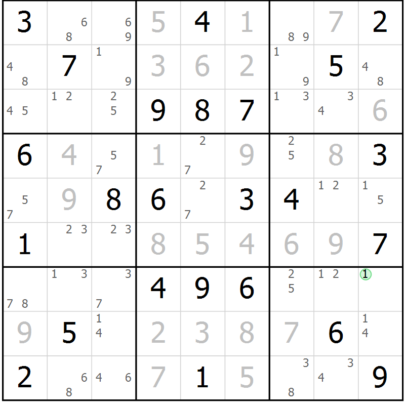 Position des candidats pour la solution de la Gr 53 page 56 du magazine de sudoku Virtuose n° 114