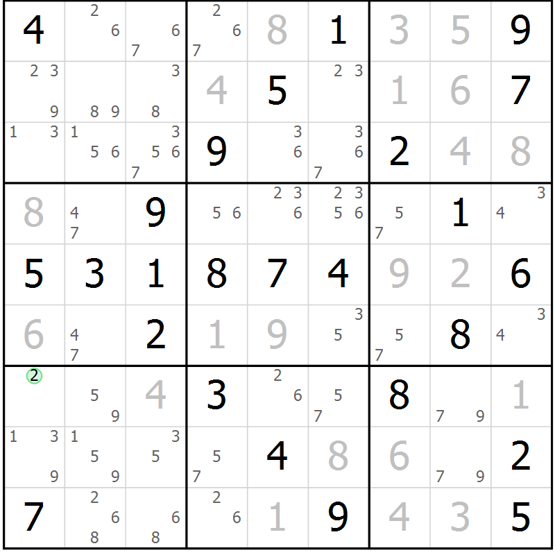 Position des candidats pour la solution de la Gr 54 page 57 du magazine de sudoku Virtuose n° 114