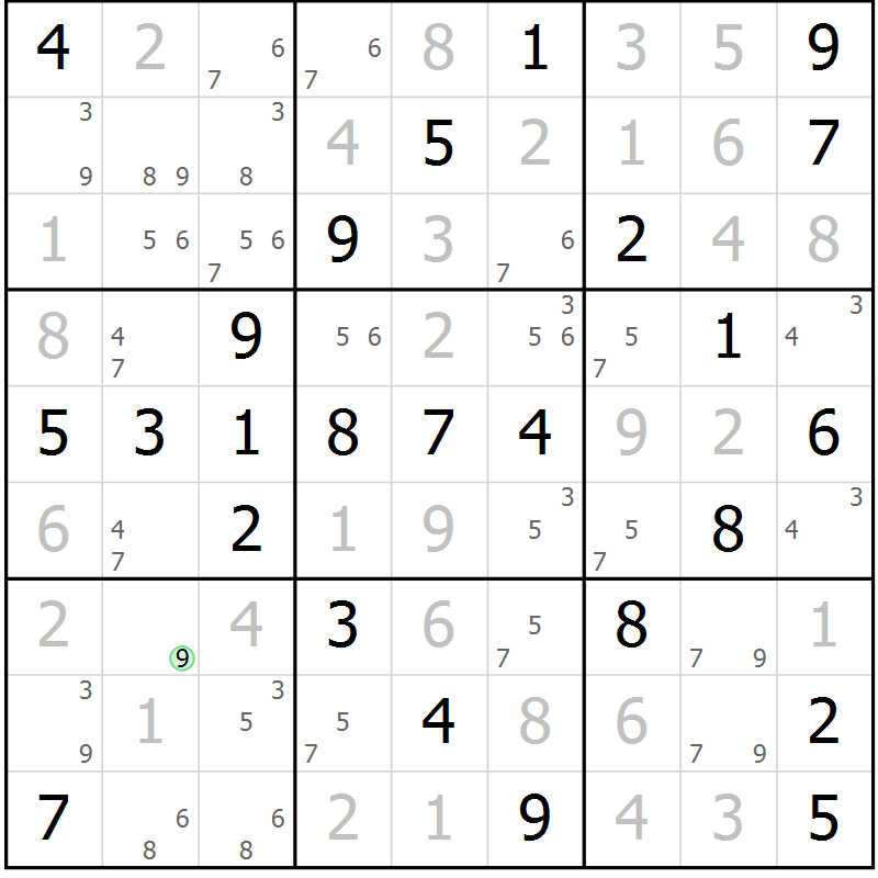 Position des candidats pour la solution de la Gr 54 page 57 du magazine de sudoku Virtuose n° 114