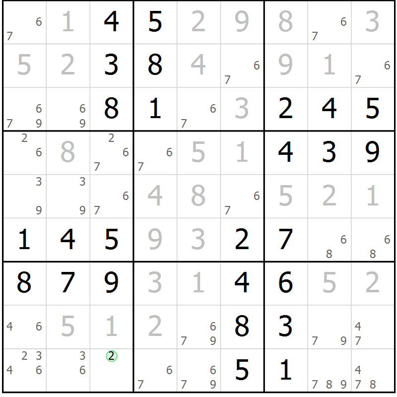 Position des candidats pour la solution de la Gr 55 page 58 du magazine de sudoku Virtuose n° 114