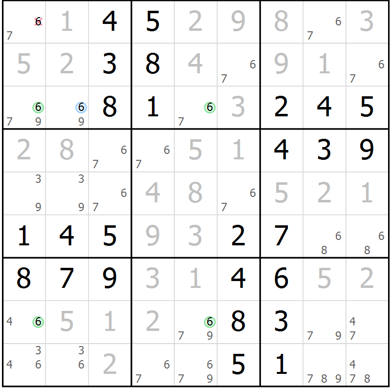 Position des candidats pour la solution de la Gr 55 page 58 du magazine de sudoku Virtuose n° 114
