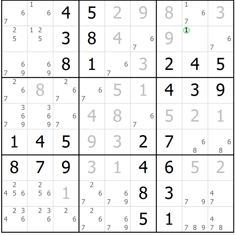 Position des candidats pour la solution de la Gr 55 page 58 du magazine de sudoku Virtuose n° 114