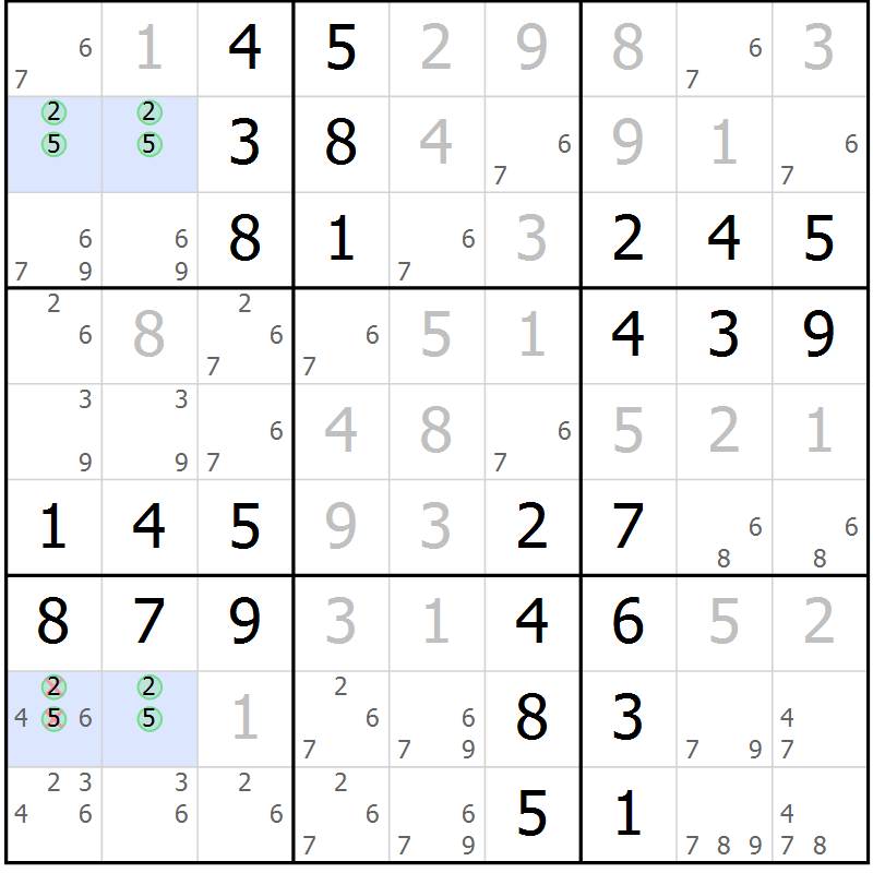 Position des candidats pour la solution de la Gr 55 page 58 du magazine de sudoku Virtuose n° 114