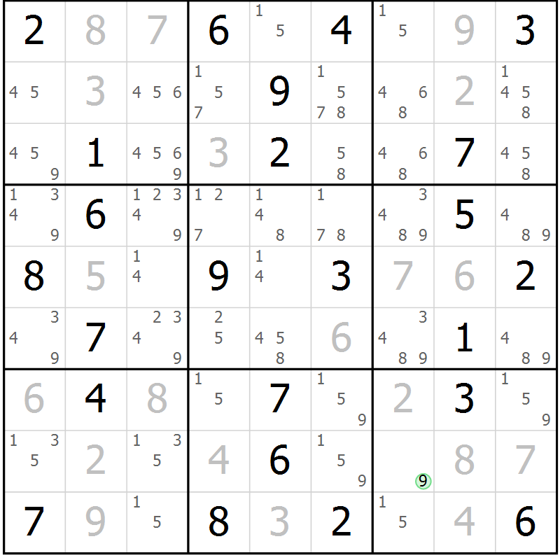 Position des candidats pour la solution de la Gr 56 page 59 du magazine de sudoku Virtuose n° 114