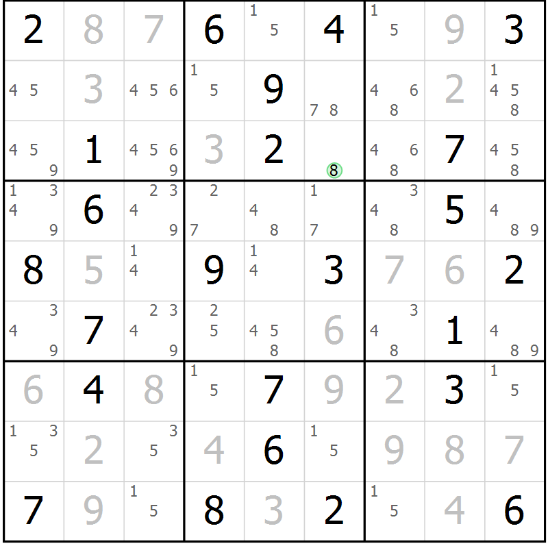 Position des candidats pour la solution de la Gr 56 page 59 du magazine de sudoku Virtuose n° 114