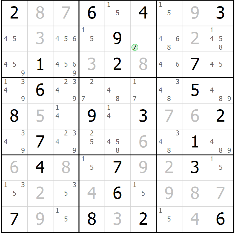 Position des candidats pour la solution de la Gr 56 page 59 du magazine de sudoku Virtuose n° 114
