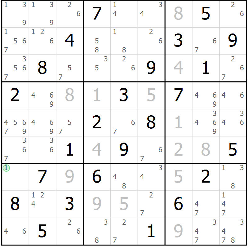 Position des candidats pour la solution de la Gr 63 page 66 du magazine de sudoku Virtuose n° 114