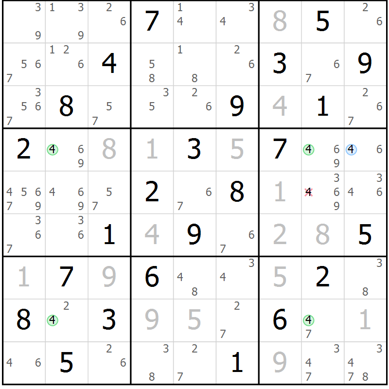 Position des candidats pour la solution de la Gr 63 page 66 du magazine de sudoku Virtuose n° 114