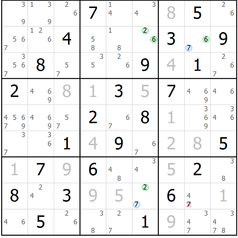 Position des candidats pour la solution de la Gr 63 page 66 du magazine de sudoku Virtuose n° 114