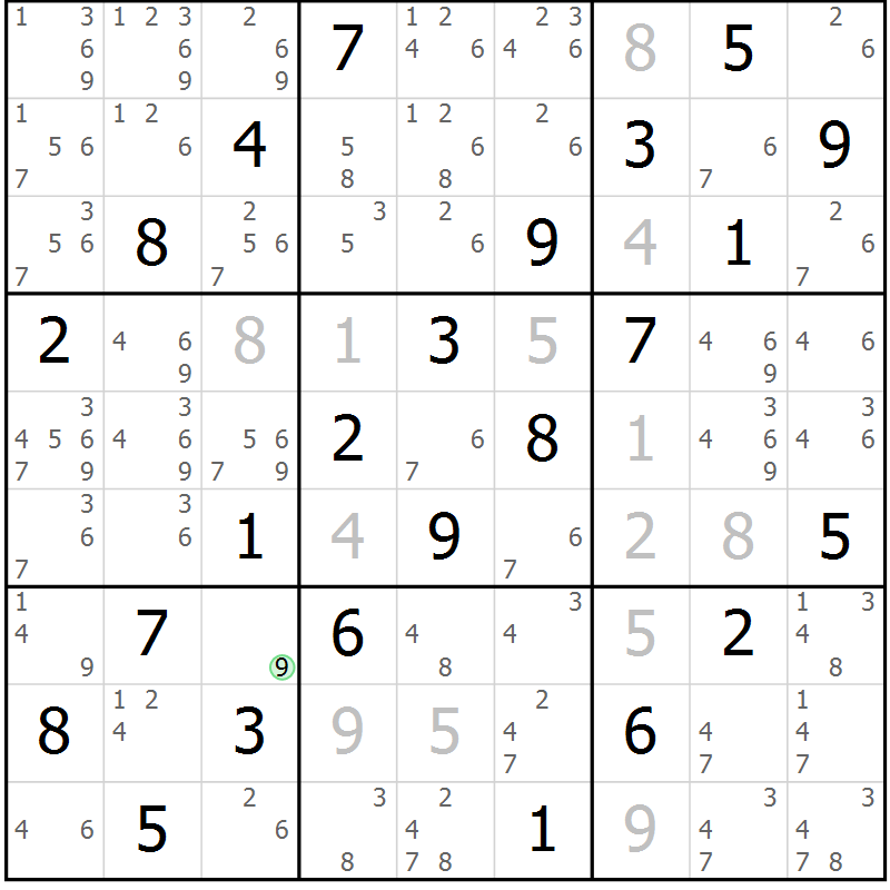 Position des candidats pour la solution de la Gr 63 page 66 du magazine de sudoku Virtuose n° 114
