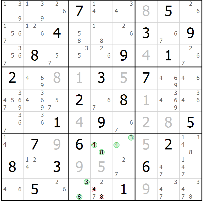 Position des candidats pour la solution de la Gr 63 page 66 du magazine de sudoku Virtuose n° 114