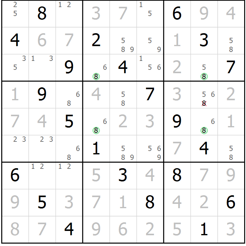 Position des candidats pour la solution de la Gr 64 page 67 du magazine de sudoku Virtuose n° 114