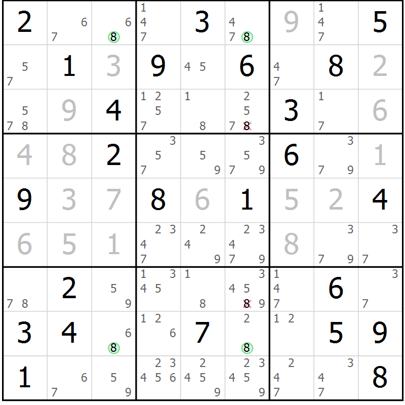 Position des candidats pour la solution de la Gr 65 page 68 du magazine de sudoku Virtuose n° 114