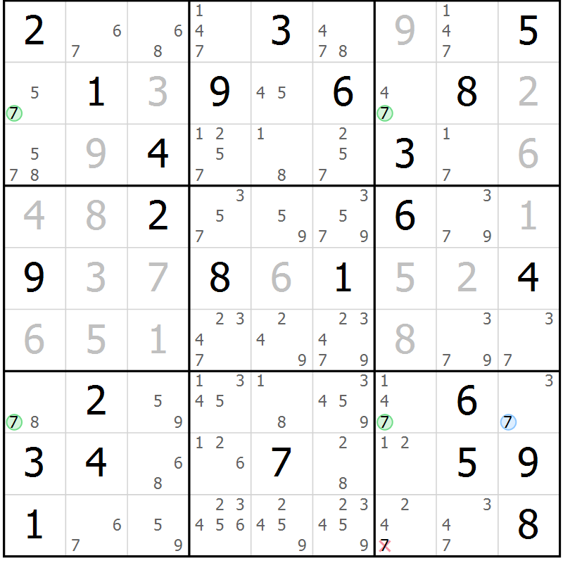 Position des candidats pour la solution de la Gr 65 page 68 du magazine de sudoku Virtuose n° 114