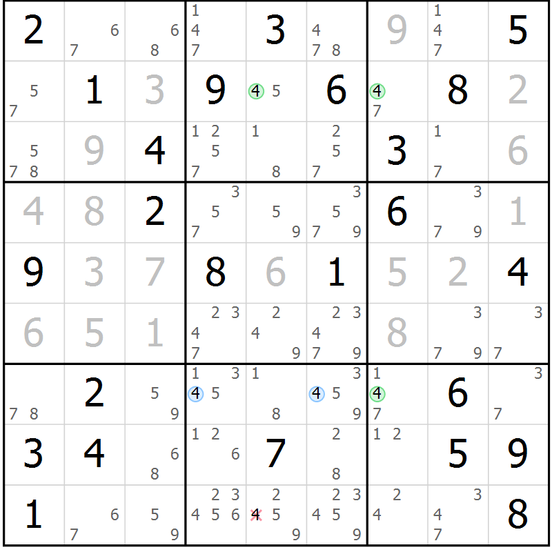 Position des candidats pour la solution de la Gr 65 page 68 du magazine de sudoku Virtuose n° 114