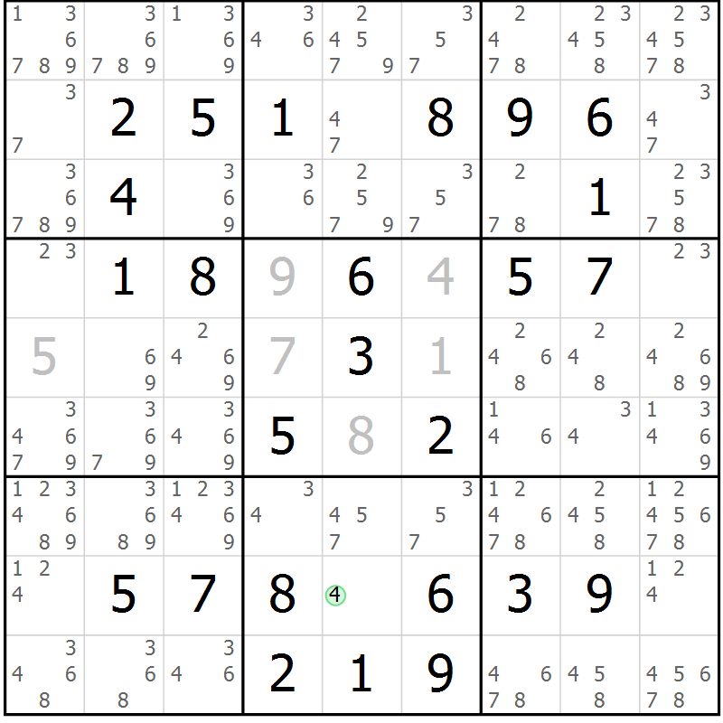 Position des candidats pour la solution de la Gr 66 page 69 du magazine de sudoku Virtuose n° 114