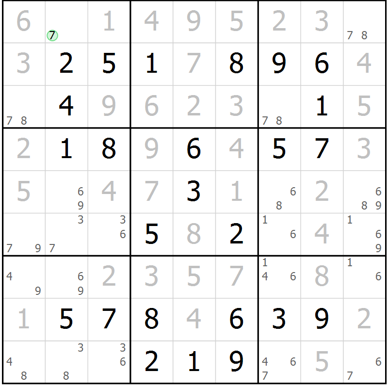 Position des candidats pour la solution de la Gr 66 page 69 du magazine de sudoku Virtuose n° 114