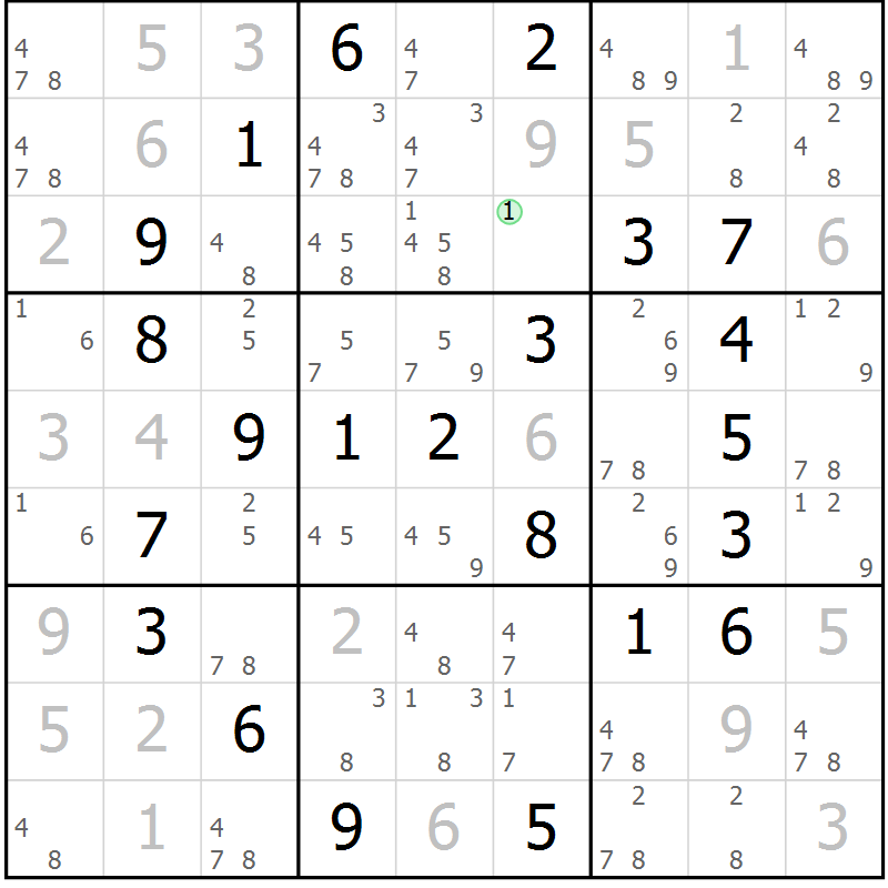 Position des candidats pour la solution de la Gr 67 page 70 du magazine de sudoku Virtuose n° 114