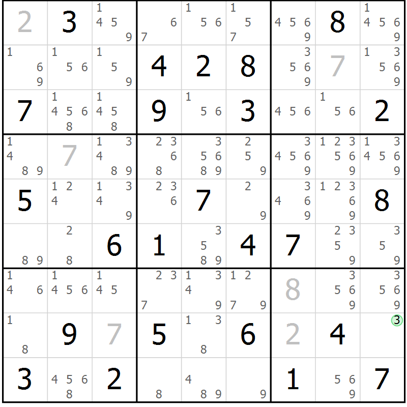 Position des candidats pour la solution de la Gr 68 page 71 du magazine de sudoku Virtuose n° 114