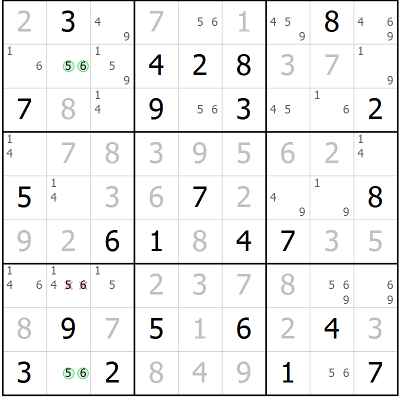 Position des candidats pour la solution de la Gr 68 page 71 du magazine de sudoku Virtuose n° 114