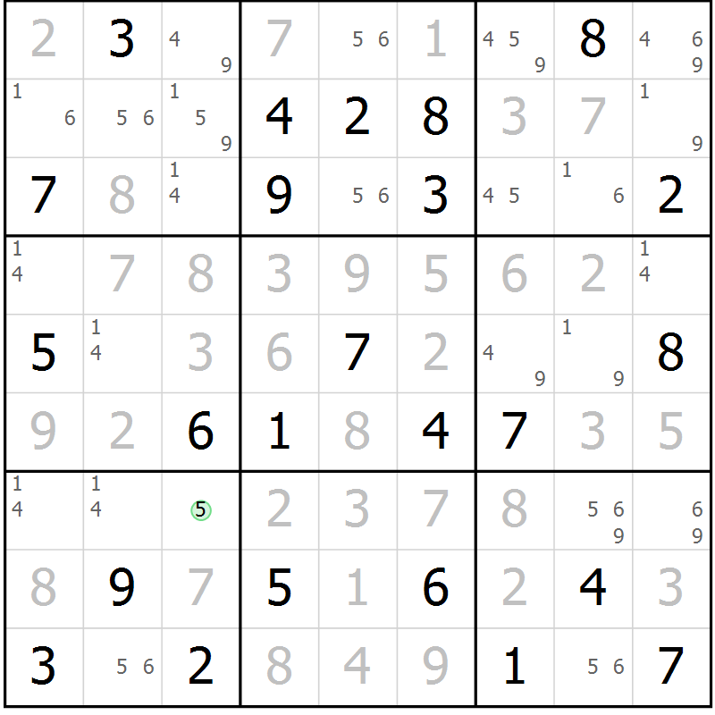 Position des candidats pour la solution de la Gr 68 page 71 du magazine de sudoku Virtuose n° 114