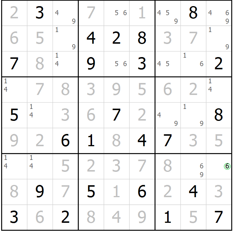 Position des candidats pour la solution de la Gr 68 page 71 du magazine de sudoku Virtuose n° 114