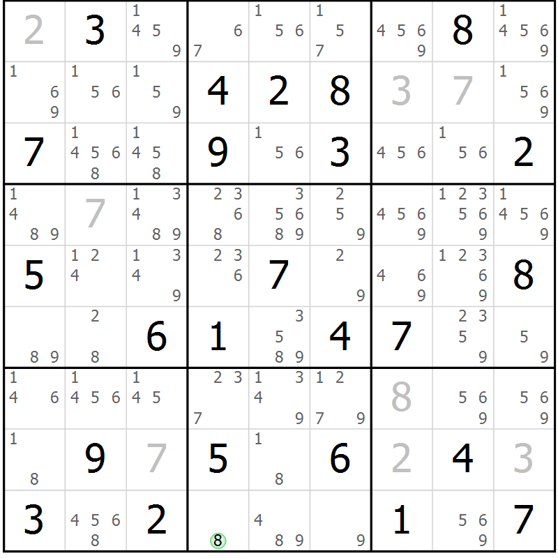 Position des candidats pour la solution de la Gr 68 page 71 du magazine de sudoku Virtuose n° 114