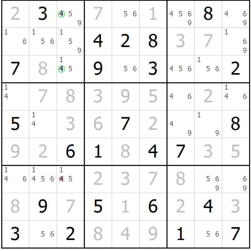 Position des candidats pour la solution de la Gr 68 page 71 du magazine de sudoku Virtuose n° 114